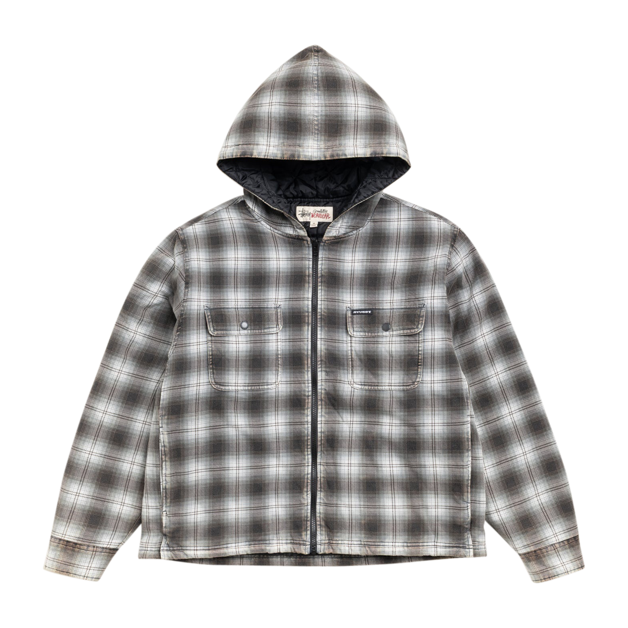 Zip Hooded Plaid Shirt