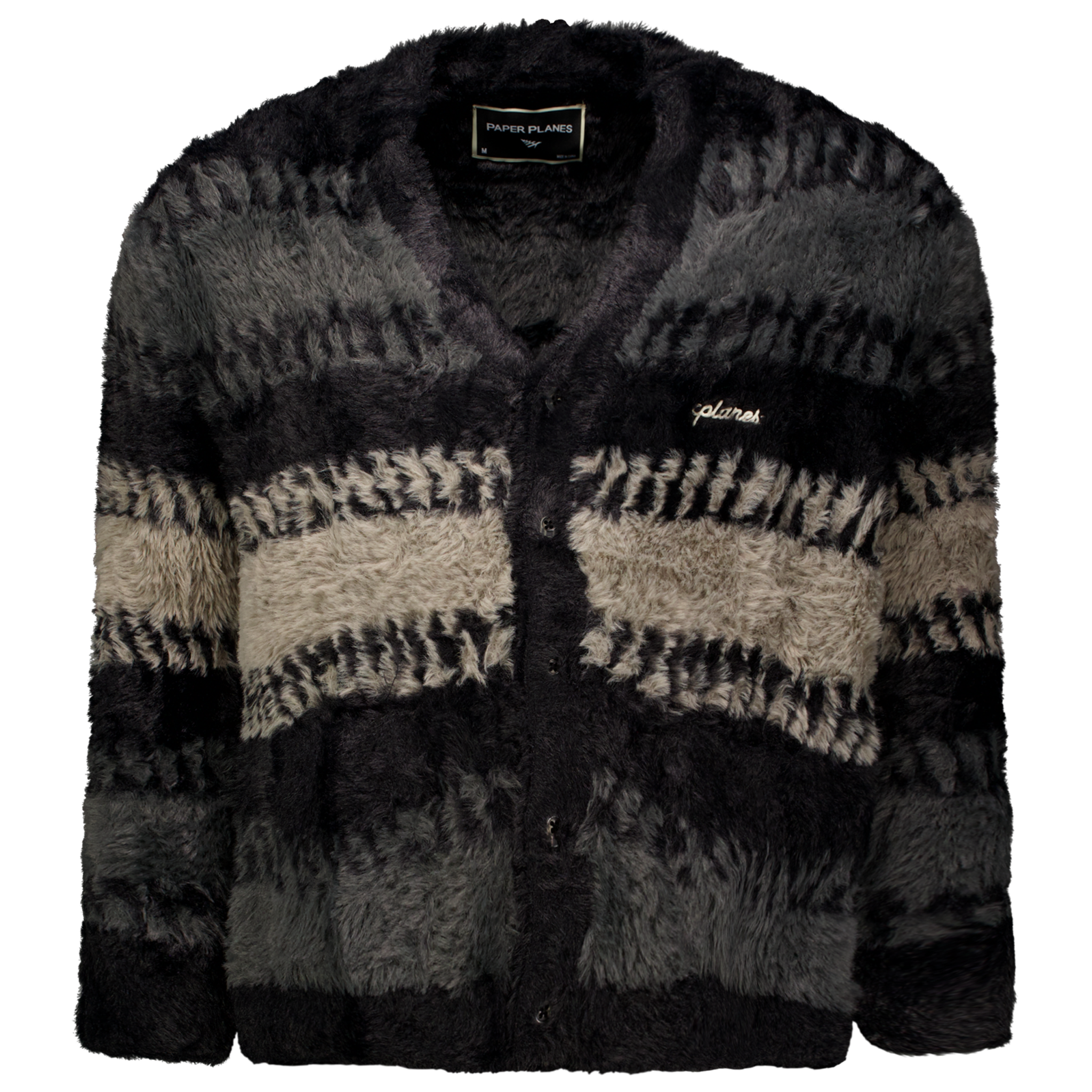 Zig Zag Stitch Fuzzy Cardigan