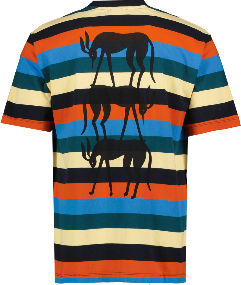 stacked pets on stripes t-shirt