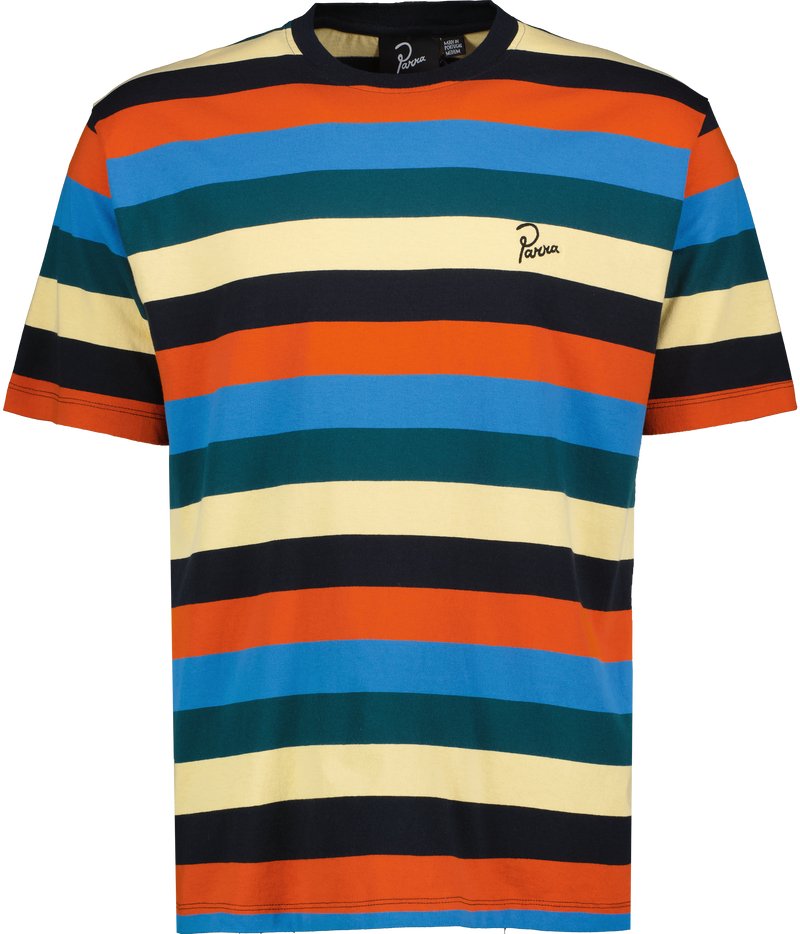 stacked pets on stripes t-shirt