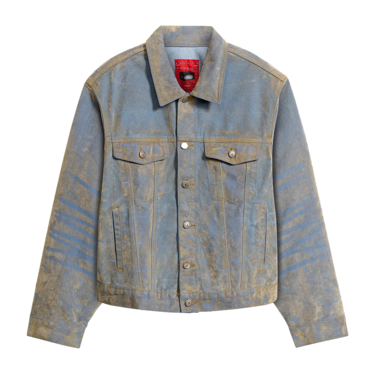 Face Floral Flocked Denim Jacket
