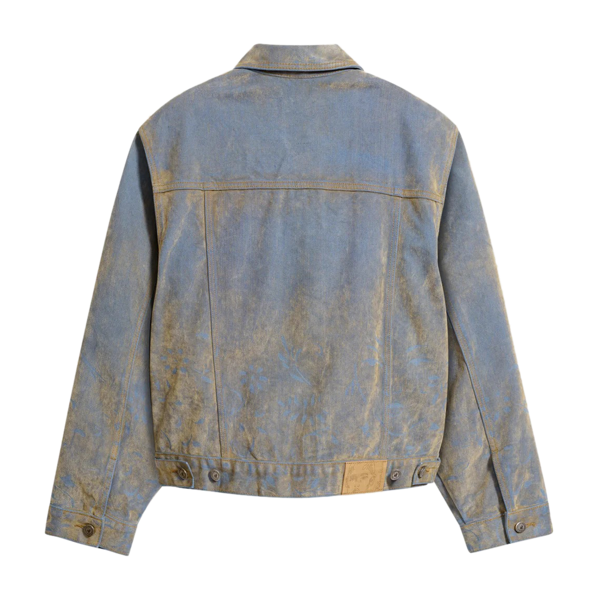 Face Floral Flocked Denim Jacket