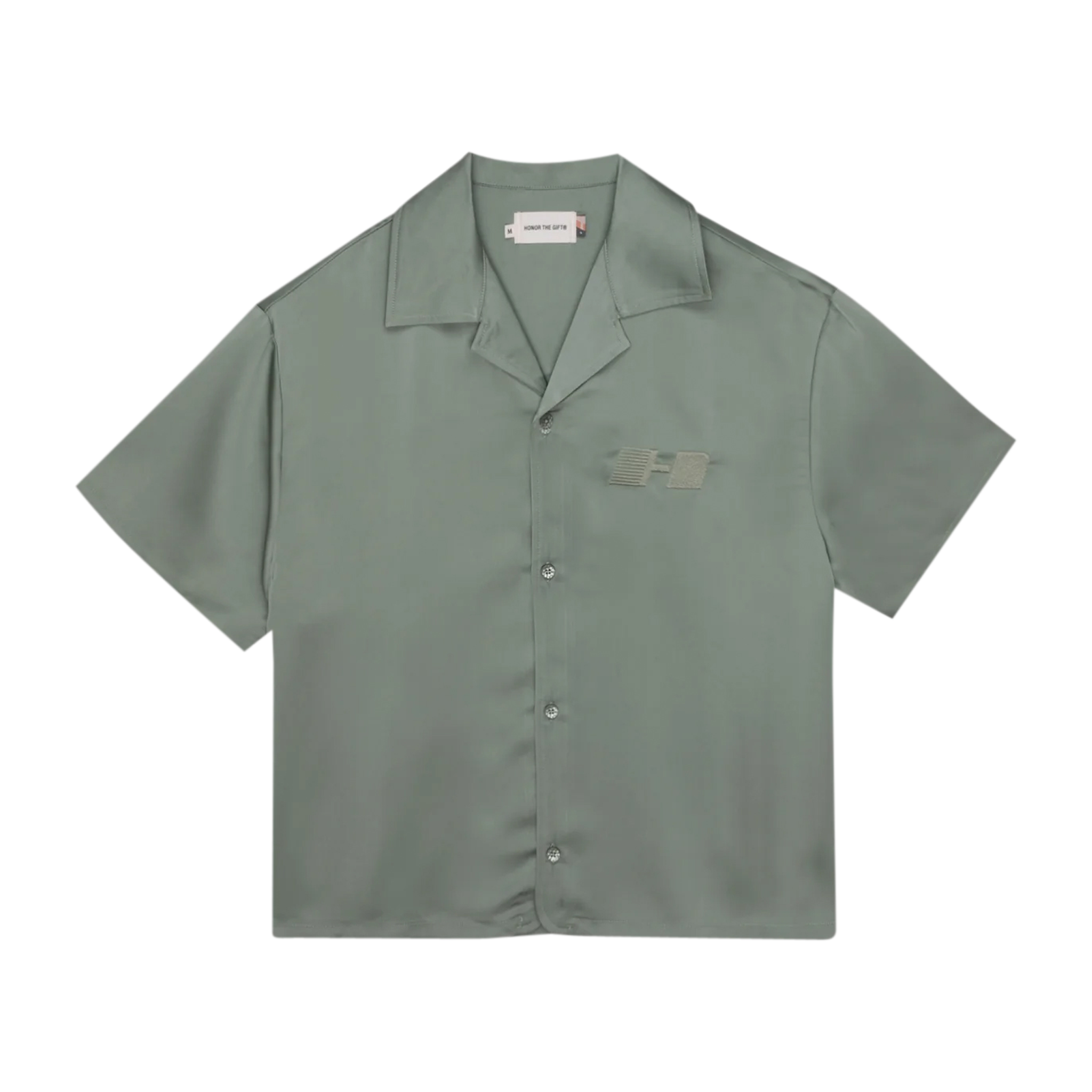 Satin Chest Logo Camp Collar
