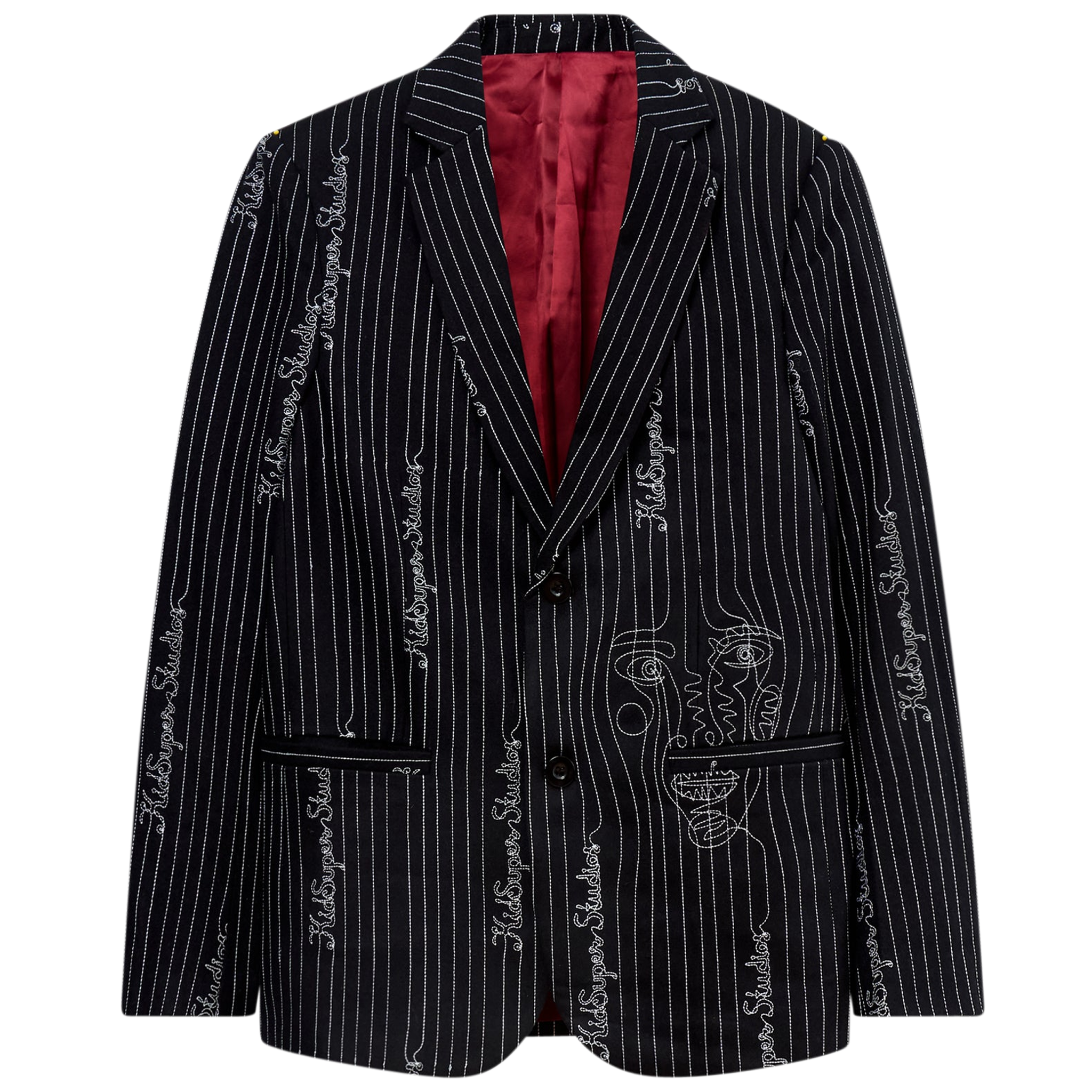Embroidered Pinstripe Suit Top