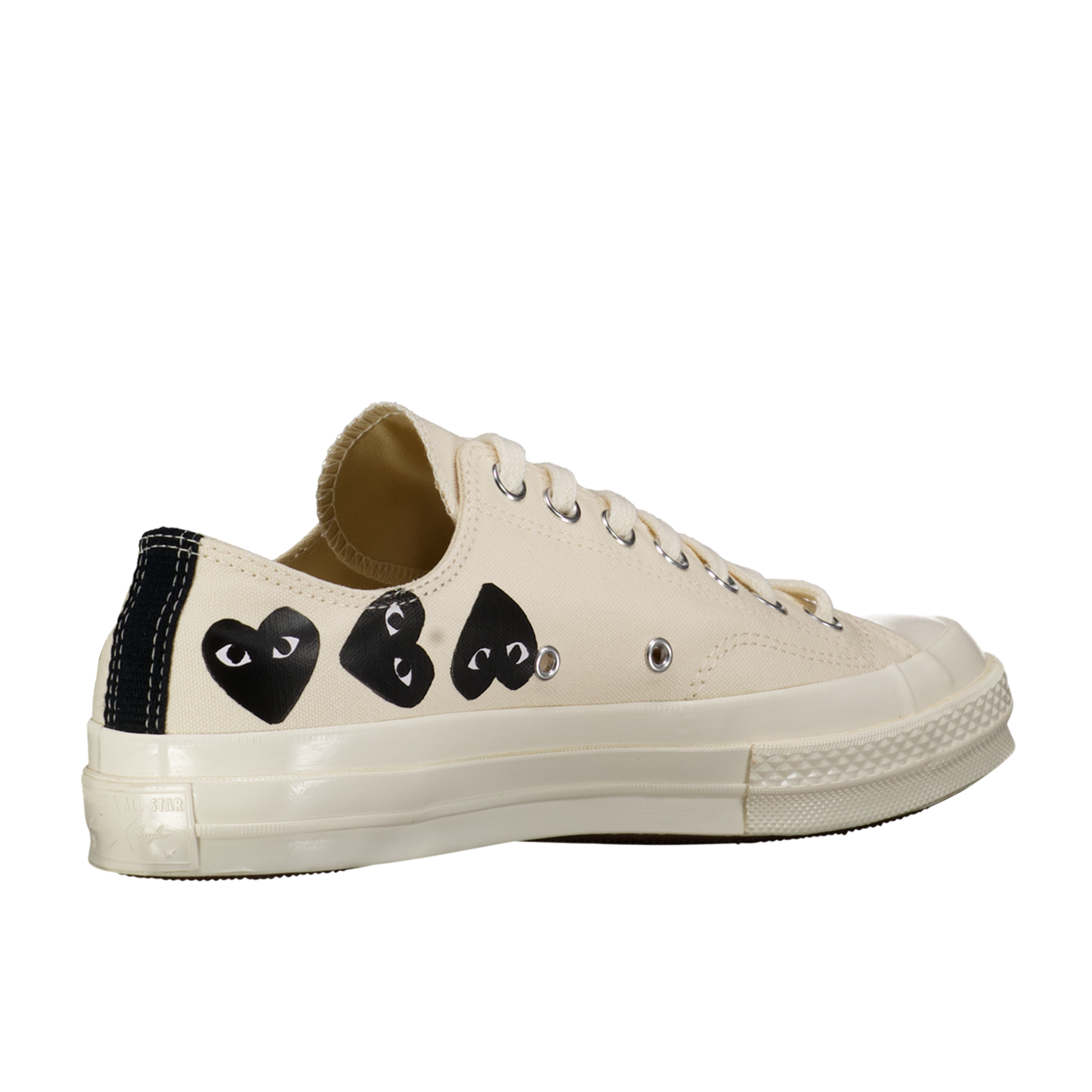 CDG Play Chuck Low Top 'Cream w/ Black Hearts'