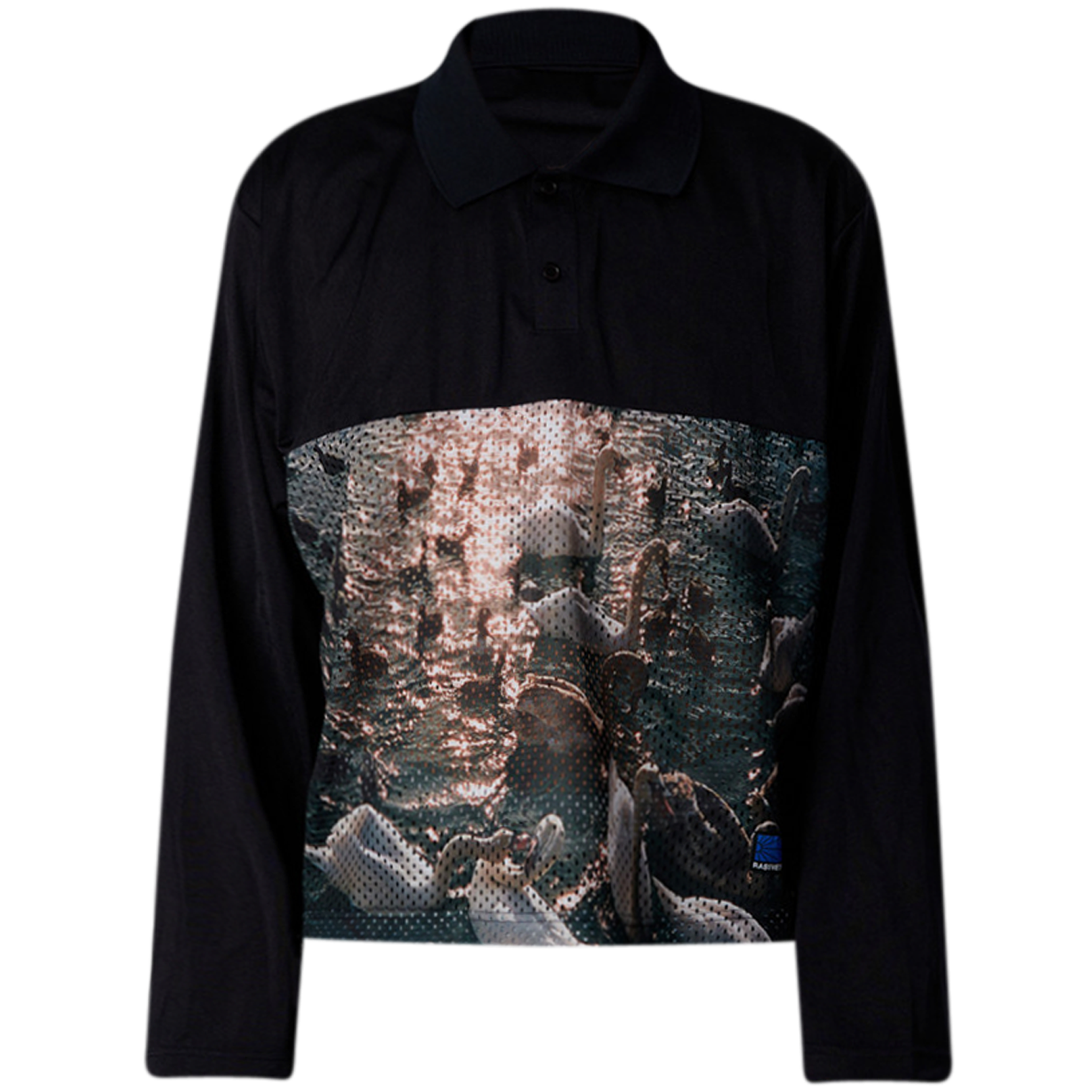 Swan Mesh Long Sleeve Polo