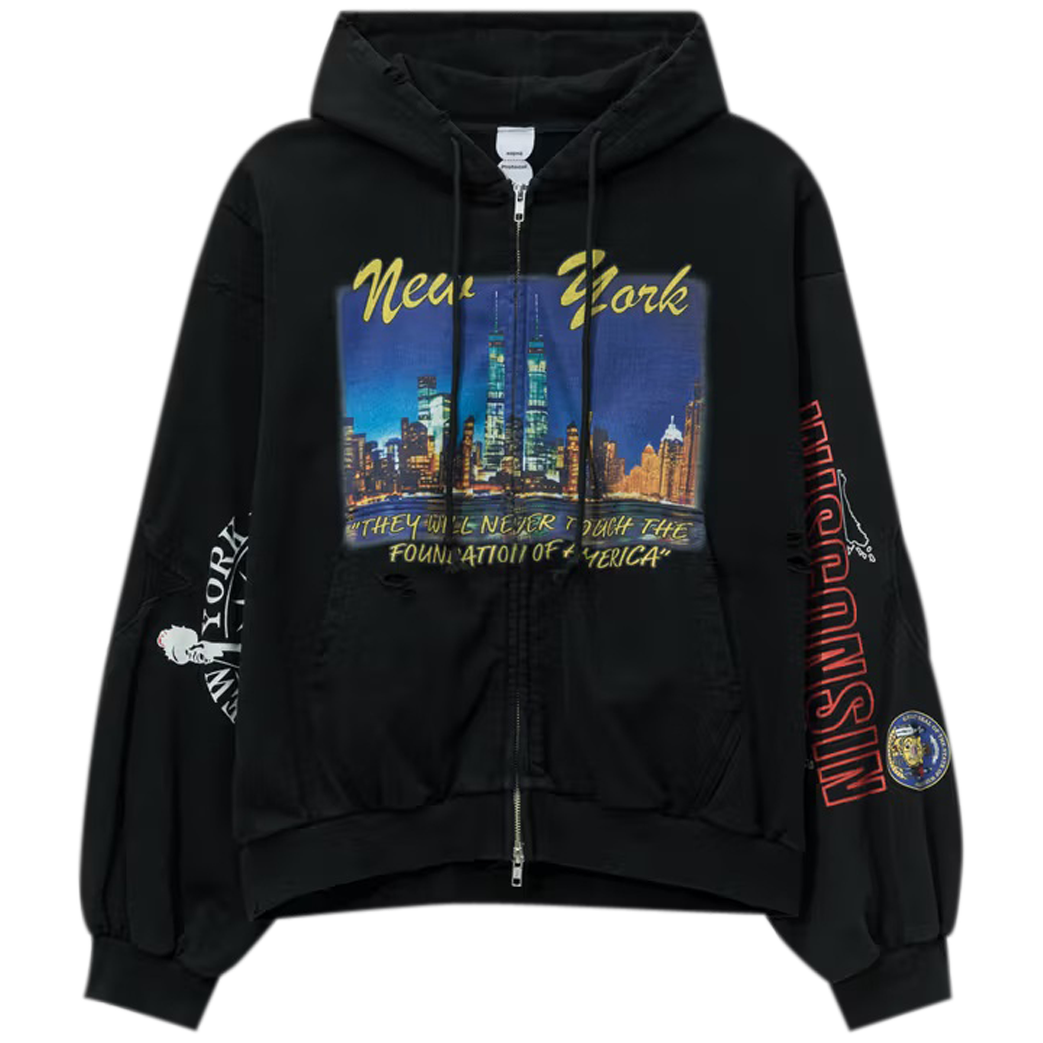 Reconstructed Sweatshirts Zip Hoodie