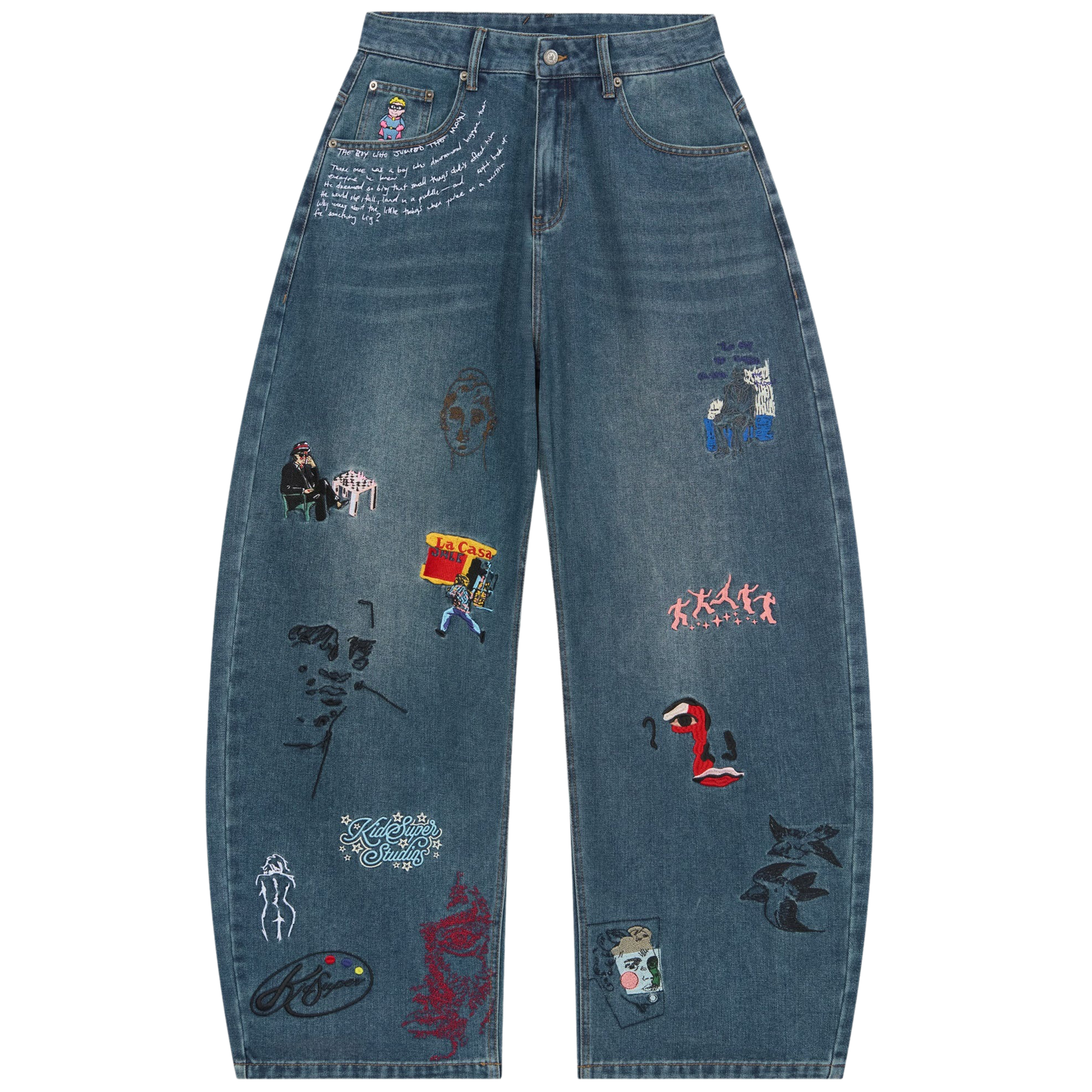 Embroidered Paintings Baloon Pants
