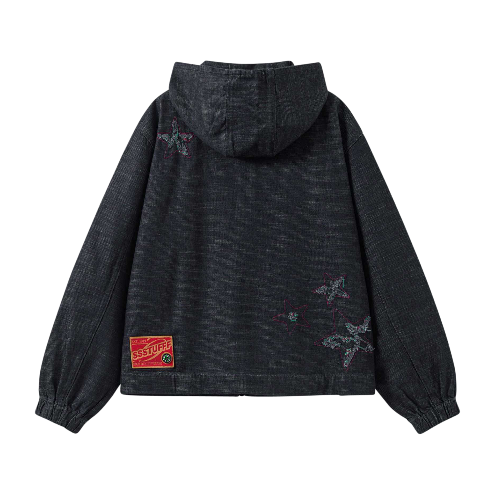 Starfff Embroidery Denim Zip Up Jacket