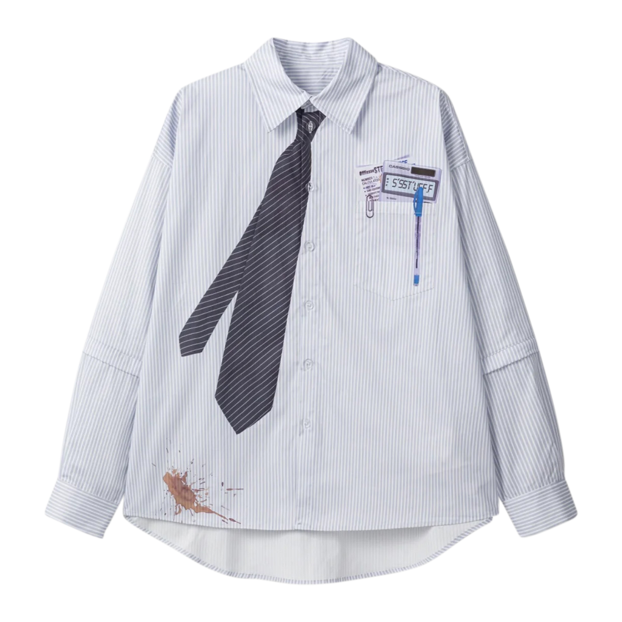 Detachable Sleeves Tie Shirt